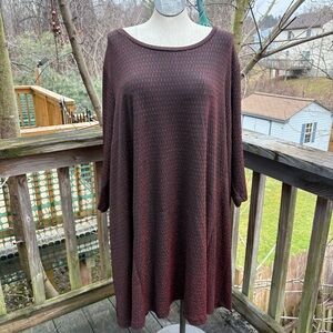 ellos Black and Red Glitter Tunic Blouse Women’s Plus Size 3X